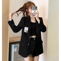 Momolatti 여성용 더블 오버핏 트랜드 자켓