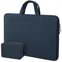 [당일발송]t&b노트북 파우치 손잡이 핸들가방 13인치 14인치 15인치 16인치 17인치 융쿠션 노트북 가방 심플 핸디 숄더 멀티 노트북 케이스 맥북, 네이비+케이블 파우치