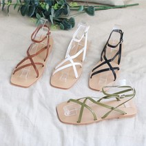 아이슈즈 각진코사선스트랩 플랫샌들1.5굽