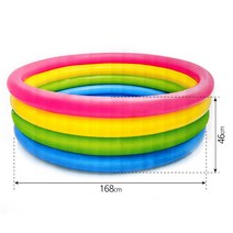 [풀리줄리] INTEx 무지개 원형풀장 (168x46cm) 인텍스 유아풀장 레인보우 원형 풀장