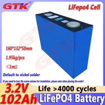 Gtk 3.2V 셀 310AH 280AH liFePO4 리튬 철 인산염 배터리 12V 24V 48V, 01 1pcs 102Ah