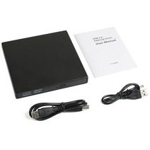 외장cd롬 디비디플레이어 리더기 DVD ROM 외장형 광학 드라이브 USB 20 CDDVDROM CDRW 플레이어 버너 슬림, 02 black
