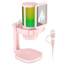 마오노 DGM20 방송용 녹음용 게이밍 USB 스탠드 콘덴서 마이크, 핑크, DM20 핑크