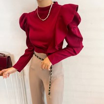 베이시코 / 엘리 크롭 실크 퍼프블라우스