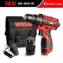 WOSAI-16V MT 시리즈 무선 전동 스크루 드라이버 드릴 리튬 배터리 25 + 1 토크 설정 3/8 인치 2 단 전동, 03 16V WS-3016-B1_01 EU