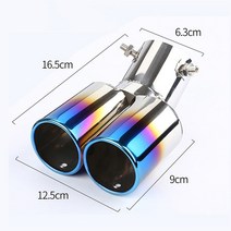 차량용 듀얼 콘센트 배기 팁 스테인레스 스틸 경사 압연 가장자리 자동 소음기 테일 머플러 파이프 자동차 액세서리, [02] Straight, 02 2