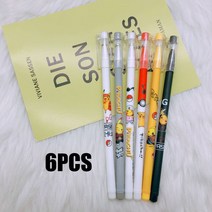만화 젤 펜 세트 뜨겁고 지워지는 귀여운 애니메이션 패턴 볼펜 학용품 사무실 문구 12 개, [02] 파란, [15] 6PCS