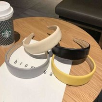 가죽헤어밴드 넓은머리띠 컬러머리띠 굵은머리띠, 옐로우, 본상품선택