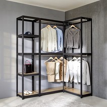 몬스터랙 행거 W2500 3단 드레스룸 시스템행거 세트구성 철제행거 선반행거 조립식옷장, 블랙_FD