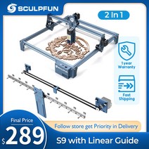 SCULPFUN S9 선형 가이드 레이저 조각 기계 초박형 빔 쉐이핑 기술 목재 아크릴, 선형 가이드가 있는 s9