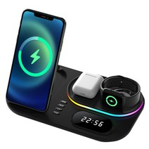 RUN 기술 3in1 무선 충전기 30W 핸드폰 멀티 올인원 고속 충전거치대, 갤럭시워치용, 블랙