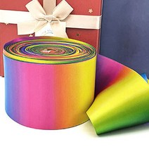 무지개 포장실 청첩장 리본 수입 원단 포장 끈 75mm 구디백 띠지 꽃다발 부케 줄 공예 공단 꽃집 답례품 화이트데이 포장용 선물 카네이션 생일 케이크 재료 양면 장식 타이 고급