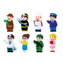 유아 어린이 직장 직업 역할 놀이용 펠트 찍찍이 8종 어린이집교구 영어 펠트 공예 촉감판 유아