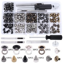 스냅 단추 펀치 똑딱이 펀칭기 마스크줄 기구 세트 만들기 grommet kit grommet set tool metal eyelets set with 3 piece tool, 5개의 메탈 컬러 리벳