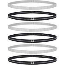 언더아머 헤어밴드 UA 헤더 미니 헤드밴드 블랙+라이트 그레이 6PK, 상세설명참조, 1