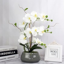 화분연출 8개꽃 인조 난꽃 중형 호접란 꽃줄기_1p, 연보라