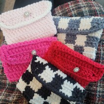 [단아한 뜨개] 수제지갑 여자카드지갑 코바늘 진주단추 카드 지갑