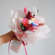 에버스프링 프리저브드 무지개장미꽃 레인보우꽃다발