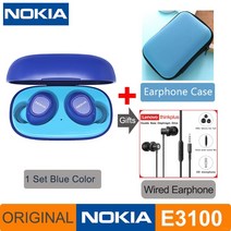 노키아 E3100 TWS 헤드폰 Fone uriulres 무선 블루투스 이어폰 HD 전화 400mh 안드로이드 IOS 레드 오렌지, 18 Blue and Case TW13