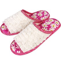 데이지핑크 레이스 면실내화 더블패드 이중쿠션 거실화 슬리퍼 실내화 덧신 퀼트 패브릭 거실슬리퍼 층간소음, MF519데이지핑크