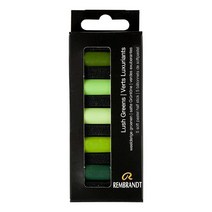 Rembrandt 소프트 파스텔 마이크로 세트 5피스 하프 스틱 번트 시에나, 5 Half Sticks in Micro Set, Lush Greens, Lush Greens