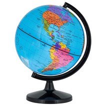 TCP Global 블랙 베이스가 있는 15.2cm(6인치) 블루 오션 월드 글로브 - 컴팩트 미니 정치 지구본 수직 축 회전 - 재미있고 교육적이며 지구 지리 배우기 - 학교