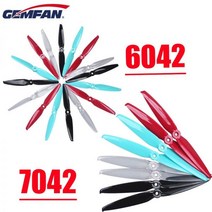 레이싱휠 게임 장비 거치대 VR 핸들 모션 6 쌍 Gemfan 플래시 7042 7x4.2 6042 6X4.2 PC 2 블레이드 5mm 장착 구멍 RC 레이싱 용 FPV 프로펠러 L, 6 pairs 7042 Red