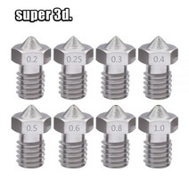 V5 V6 스테인레스 스틸 노즐 0.2/0.3/0.4/0.5/0.6/0.8mm 3D 프린터 용 M6 스레드 1.75/3.00MM 압출기 핫 엔드 2 피스, 단일, 1개, 06mm 1.75mm
