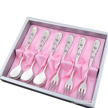 H.jin 티타늄티스푼 티타늄포크 선물세트 혼수품 답례품, 블루가든 티스푼&포크 6p세트