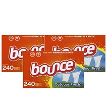 바운스 패브릭 소프트너 시트 아웃도어 프레쉬 240장 Bounce Fabric Softener Sheets Outdoor Fresh, 3팩