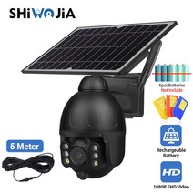 SHIWOJIA 야외 솔라 카메라 4G SIM GSM 무선 보안 블랙 분리형 솔라 캠 배터리 CCTV 비디오 감시 전화, 4G 블랙 카메라, 협력사, 3.6mm