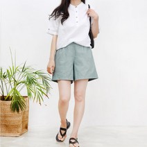 시원해보이는 린넨 A라인 밴딩 반바지 40대여성 학생