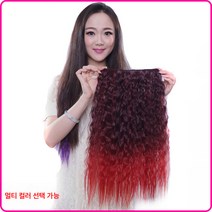 가발 옥수수펌 오카헤어 롱 웨이브 원포인트 헤어커트 그라데이션 가발 여성용 헤어커팅, 블랙 딥 할머니 그레이, 하나