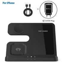 무선충전기 3in 1 Wireless Charger Stand 15W Qi Fast Charging Dock Station for Apple Watch 7 AirPods, 02 Q10-A-BK-EU