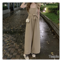 티피/Teepie 여자 여름 캐주얼 프릴 스트링 와이드 점프슈트