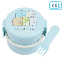 [산엑스] 스밋코구라시 원형 2단 도시락(포크포함) 500ml [민트][일]