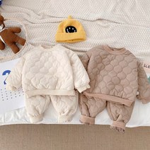 베이비 캐주얼 ins 겨울 누빔 경량 다운패딩 바지 방한 바지 상하복 실내 외출복 등하원룩 6개월 돌 1세 2세 아기옷