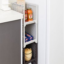 올유리빙 냉장고 틈새장 플라스틱 틈새 선반 수납장 서랍장 주방 미니 부엌 2개 4개, 틈새수납정리대-2개-그레이