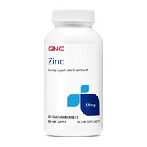 아연 GNC 지엔씨 징크 50 mg 250 베지타블렛 Zinc 50 mg 250 Veg Tablets 면역력보조, 1개, 250정