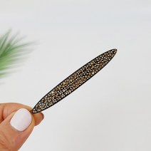프랑스핀 호피 마블 블랙 큐빅 스톤 긴 타원 옆머리 앞머리 7.5 cm 수동 똑핀