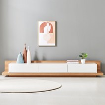 발렌 확장형 티비다이 TV 선반 장식장 낮은 거실장, 화이트월넛