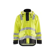 Blaklader BLAKLADER 남성용 4312 HI-VIS 방풍 방수 통기성 레인 재킷 용접 솔기 및 탈착식 조절 가능 후드 옐로우/블랙 375121, Medium