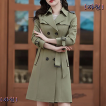봄 가을 중장형 트렌치코트 여자 슬림핏 더블 버튼 코트