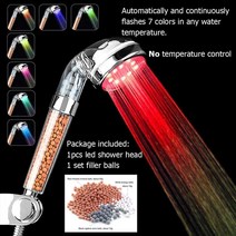 Zloog Bathroom 3/7 Color Changing LED Shower Head Temperature Sensor Handheld Mineral Anion Spa High, S no temperature set_CHINA
