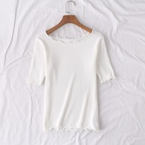 반팔 골지 카라 직장인 티셔츠 베이직 반팔니트 어깨 유닛 브이넥 셔링