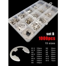 5801000pcs m1.2 m1.5 m2 m3 m4 m5 m6 m8 m10 m12 m15 304 스테인레스 스틸 샤프트 외부 고정 링 e 클립 스냅 써클립 와셔, 세트 b 1000pcs