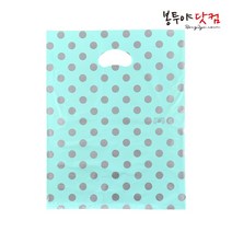 봉투야닷컴 HDPE 40호 (40x49cm) 100장 비닐쇼핑백, 도트-민트실버