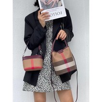 루리89 체크 호보백 투웨이 크로스백 소가죽 콤비 핸드백