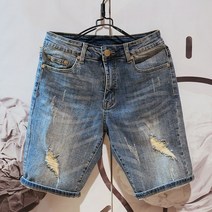 남성 청바지 데님 반바지 청바지 남성용 여름 패션 청바지 청바지