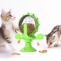 샤오고 윈드밀 턴테이블 리커지 토이 고양이 스낵볼 장난감, 1개, Green